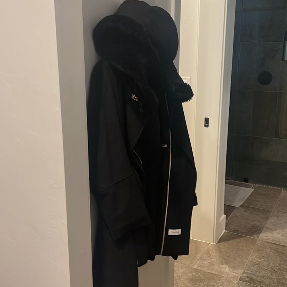 Calvin Klein LUXURY stylish warm winter belted long coat